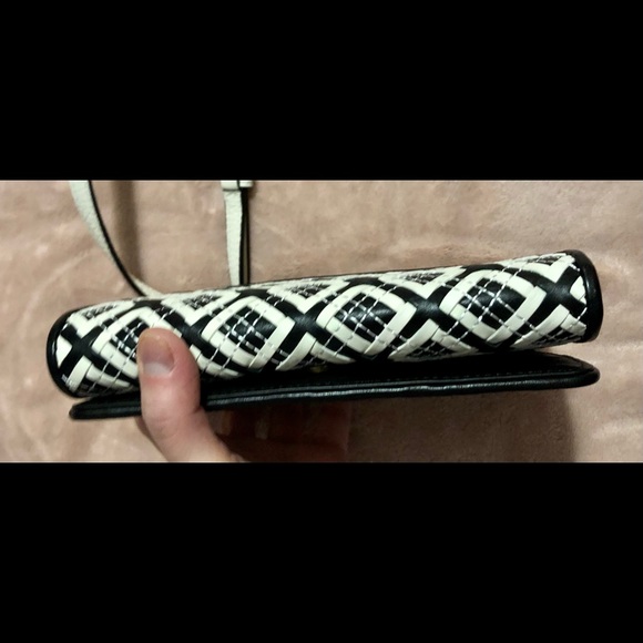 NWT Tory Burch Robinson Woven White & Black Leather Combo Purse Handbag - Picture 6 of 10
